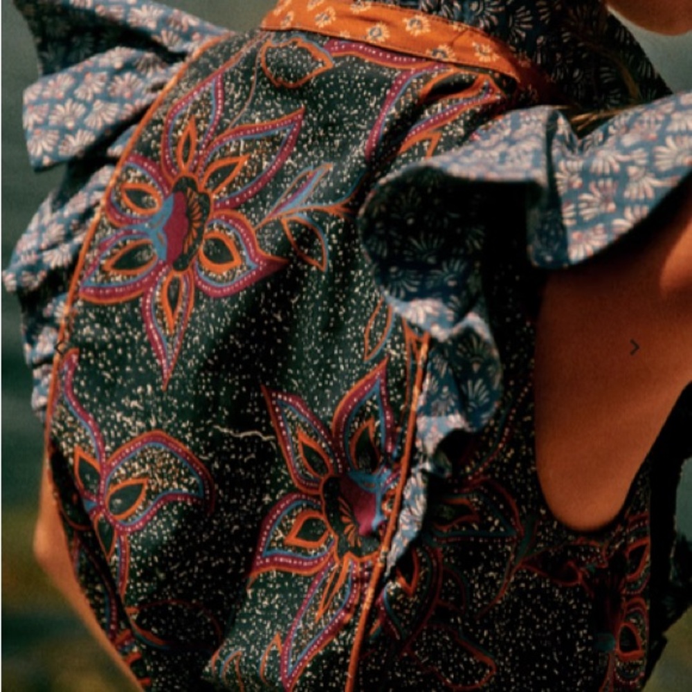 Sezane Chiara shirt - Floral Patterned Shirt with Ruffle Sleeves